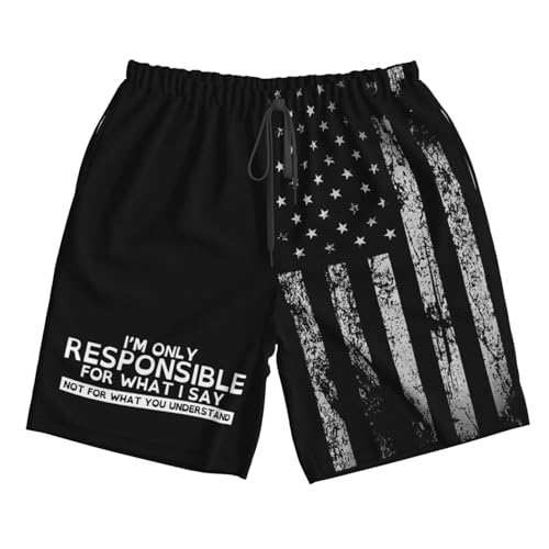 I'm Only Responsible for What I Say, Not for What You Understand Graphic Swim Trunks Hawaiian Beach Short Quick Dry