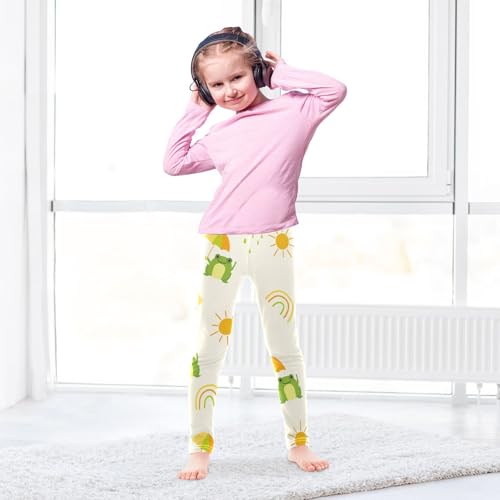 Rainbow Frog Girls Leggings,Workout Leggings for Girls Toddler Athletic Legging Size for 3-10T4