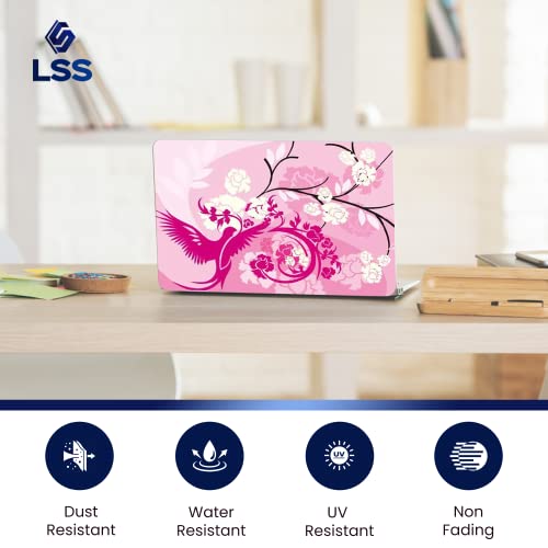Image of LSS Laptop 15 15.6 Skin Cover with Colorful Pink Birds Floral Pattern for HP Dell Lenovo Apple Asus Acer Compaq - Fits 13.3 inch 14 inch 15.6 inch 16 inch (2 Wrist Pads Free)