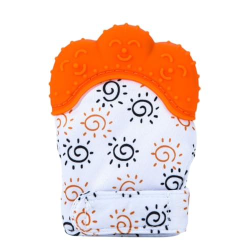 Image of FunBlast Baby Teething Mitten - Soft Silicone Teether Glove for Infants, BPA-Free, Safe & Comfortable Teething Toy for 3+ Months Babies, Toddlers, Infants (Orange)