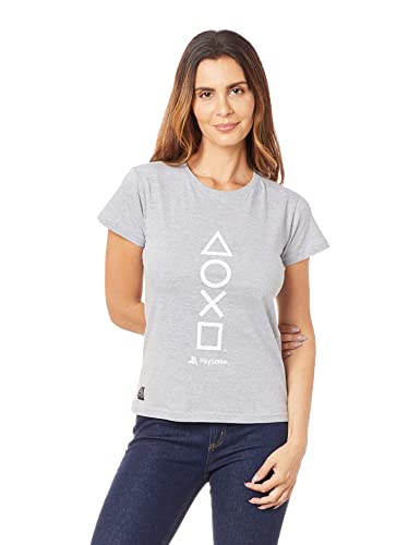 Camiseta Baby Look Playstation Classic Symbols Elevation, Sony Playstation, Mescla Grafite, G