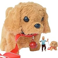 HOWADE Toy Dogs for Kids, My Realistic Robot Puppy Electronic Walking Dog Toy-Walking, Barking, Wagging Tail Stuffed Musical Pet Interactive Plush Toys for 2-8 Year Old Boys Girls Presents (Brown)