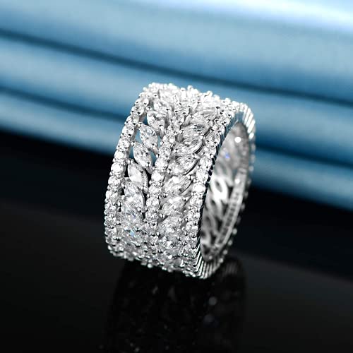 Gemsme 14K Gold Plated Marquise Cubic Zirconia Eternity Statment Ring for Women3