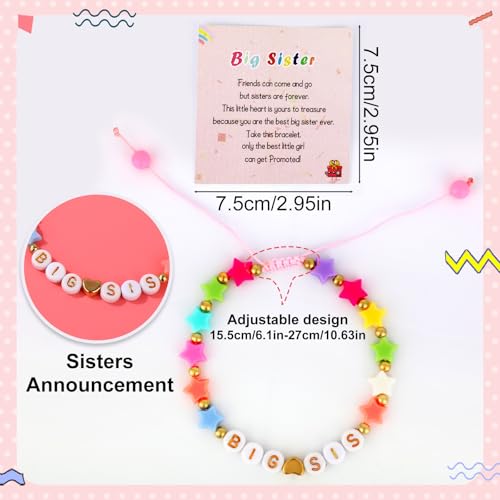 Big Sister Bracelet, Colorful Adjustable Letter Beads Bracelet for Girls Sister Jewelry for Daughter Granddaughter Niece Gifts2