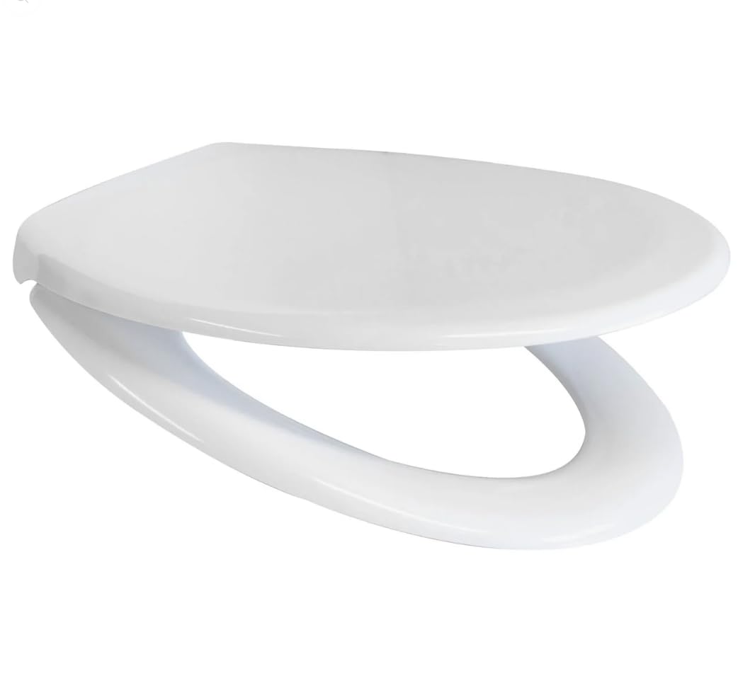Euroshowers Anti-Bac Top Or Bottom Fix White Oval Soft Close Quick Release Toilet Seat 375X445mm from B&Q