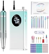 HOMEASY Electric Nail Drill, 40000RPM Professional E-Filer Rechargeable with 15 Drill Bits, Porta...