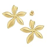 Qvunwlin Gold-Tone Leaf Dangle Earrings for Women, Medium-Sized Stainless Steel Lightweight Tarnish Resistant Nature Inspired Jewelry for Daily Wear Vacation with Gift Box, Adult Fashion Jewelry Not for Children (ED005)