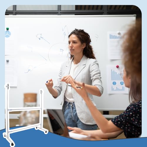 Pansente White Board Stand,Adjustable Whiteboard Easel Stand,360° Rolling Whiteboard Stand,Assembled White Board with Wheels Stand,Suitable for School Home Restaurant Office Auditorium