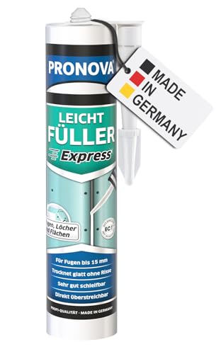 Pronova - Leicht Füller Express Schnell Trocknend Spachtelmasse Weiß Innen Für Fugen bis 15 mm Riss Fugen und Bohrloch Füllung Fertigspachtel Weiß Innen Glatte und Rissfreie Trocknung 300ml