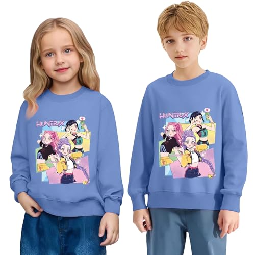 Sudaderas KPOP Niña Niño - Ropa Guerreras Sudadera KPOP Niña, K Pop Sudadera sin Capucha - Manga Larga Estampado K Pop Sudaderas Adolescentes Y2K Hippie Redondo K-Pop Sweatshirt Casual para 1-14 Años