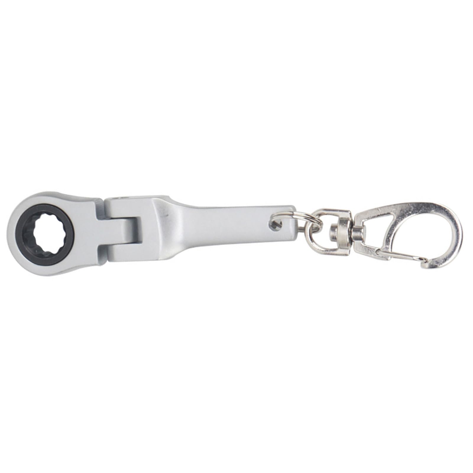 Zxfdsfdbnm Matte Silver Flexible 10Mm Ratcheting Wrench Metal Keychain With 180 Degree Flexible Rotation Head For Fastening Application Portable Wrench