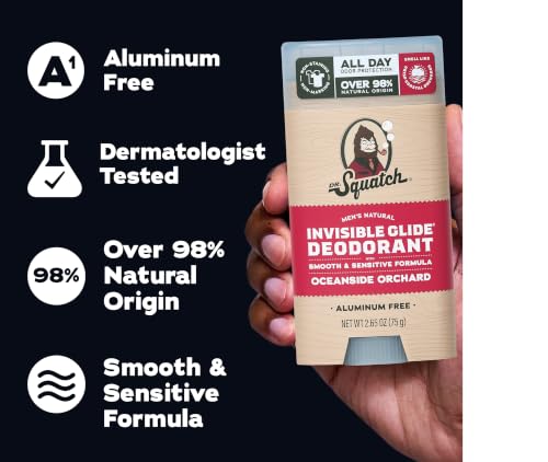 Dr. Squatch Invisible Glide Natural Deodorant Men, Aluminum Free (2-Pack) | All Day Odor Protection, Smooth Glide, No Stains, Men’s Deodorant (Coastal Mist & Oceanside Orchard) - image 4