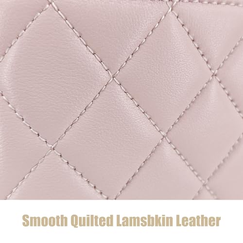 Image of M-ioi-M Small Genuine Leather Purse Quilted Crossbody Bag for Women, Mini Top-Handle Shoulder Handbag w /Gold Chain Strap