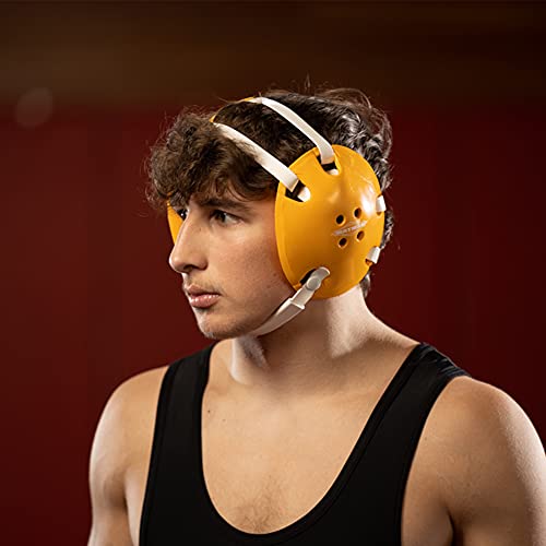 Matman Wrestling | Original Headgear Ear Guard | Adult MMA | Wrestlers Choice! (Gold-White)