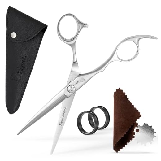 Fagaci Left Handed Hair Cutting Scissors 6 Inch with Extremely Sharp Blades, 440C Steel Hair Cutting Scissors, Durable, Smooth Motion & Fine Cut, Barber Scissors with Elegant Sheath