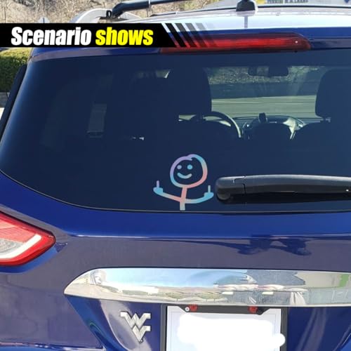 Image of KITUREK Car Fuck You Meme Vinyl Sticker Decal, Colorful, Large | Funny Personalised Cartoon Middle Finger Sticker, Fit for Cars Windows Bumpers Trucks Motorcycles or Any Other Smooth Surface