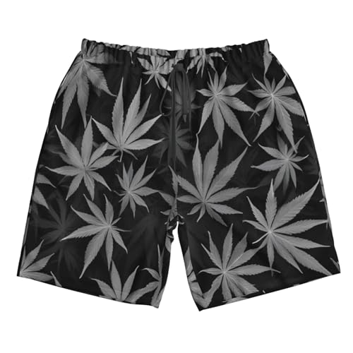 Green Skull Marijuana 420 Mens Swim Trunks Fashion Men's Board Shorts Quick Dry Swim Shorts with Mesh Lining4