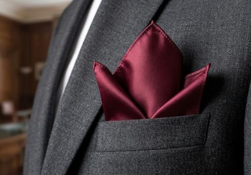 Image of KissTies 6PCS Satin Pocket Square Plain Color Handkerchief Gift Set
