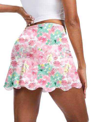 Image of M MOTEEPI 14 inch Scalloped Hem Skorts for Women with Pockets High Waisted Tennis Golf Athletic Skirt with Shorts 2026