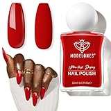 Modelones Quick Dry Nail Polish, Red Nail Varnish, 15 ml Air Dry Nail Art DIY Home Salon Long Last Manicure Gift for Women 0.5 Fl Oz