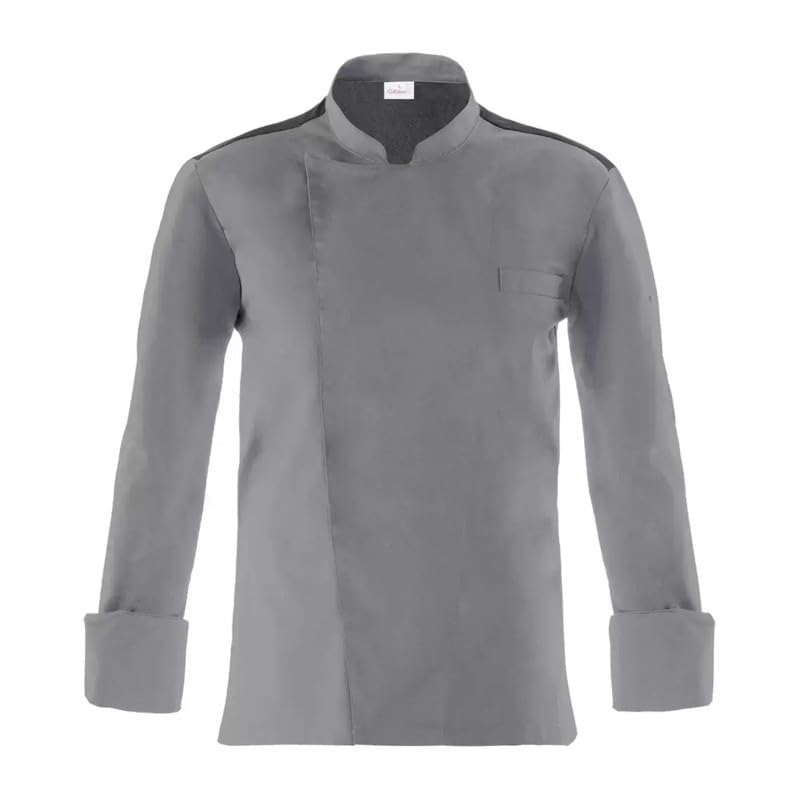 Giblor's Giacca RAUL da Cuoco Chef Manica Lunga Collo Coreano Uomo GRIGIO CHIARO
