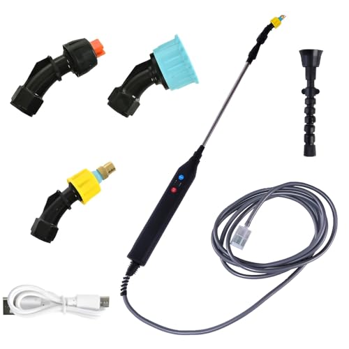 KBIBCK Pulverizador Eléctrico,Pulverizador Plantas, Pulverizador Bateria,Pulverizadores Inalámbricos con 4 Boquillas Regulable y 5 M Manguera,USB Recargable,Pulverizador para Jardín y Lavado de Coches