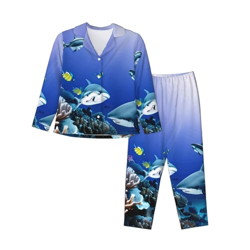 Pyjama requin femme ensemble deux pièces contre le froid nocturne