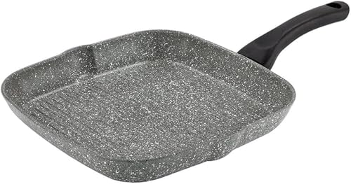 Avilia Bistecchiera Antiaderente 28x28cm: Cottura Universale ed Efficiente su Fornelli, Manico Ergonomico, Pulizia Semplice - Ideale per Carni e Verdure