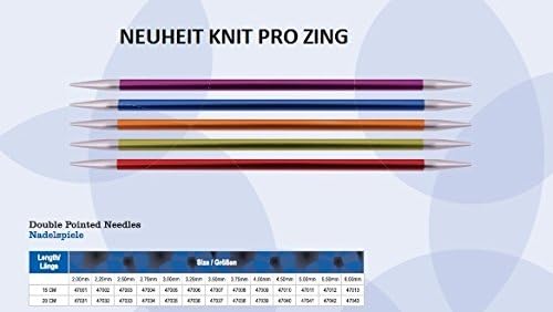 KnitPro ZING Knitting Needles Set, 15 cm, Aluminium, NS 2.75