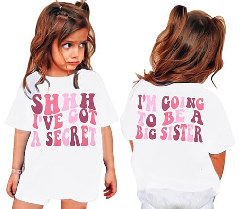 Image of LOTUCY Big Sister Shirt for Toddler Girls Cool Big Sis Club Tshirt Promoted to Big Sister Announcement Outfits