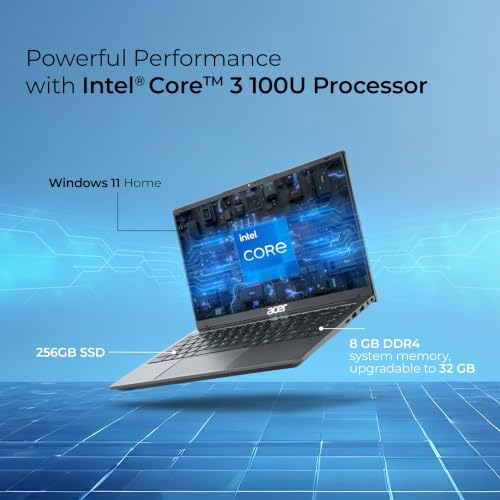 Image of Acer Aspire 3, Intel Core 3-100U Processor, 8GB RAM /256GB SSD, 14.0 inch /35.56 cm, Full HD IPS Display, Windows 11 Home, Intel UHD Graphics, Steel Gray, 1.45 Kg, A324-53, Premium Thin and Light Laptop