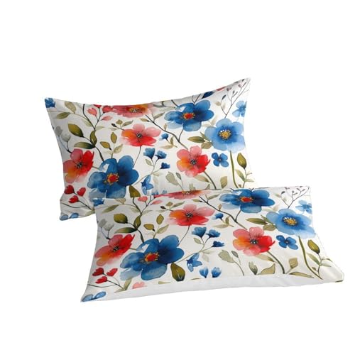 Housse de couette microfibre respirante et douce lit simple fleurs 3D - 3