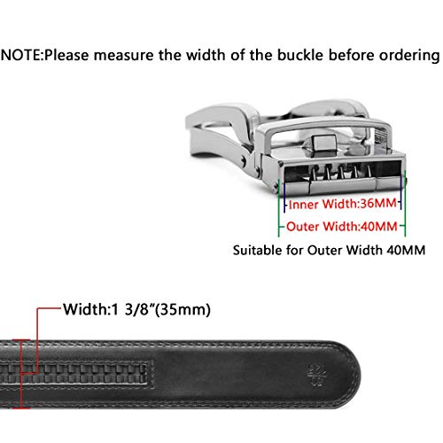 Founders & C Mens Leather Ratchet Belt Strap Only 1 3/8" Without Buckle,Replacement Strap Suitable for 40MM Slide Buckle2