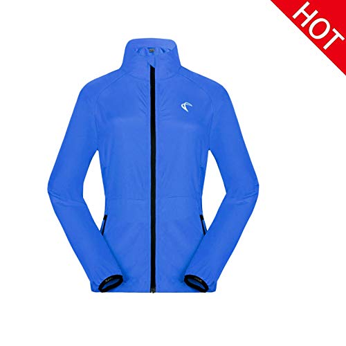 Women's Packable Windbreaker Jacket, Lightweight and Water Resistant, Active Cycling Running Skin Coat, Blue S - Thumbnail 2