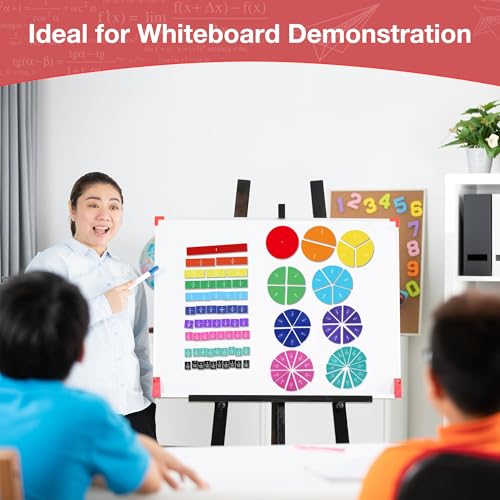 Opret Magnetic Fraction Tiles & Fraction Circles 19 Sets 118 Pcs, Rainbow Math Manipulatives for Elementary School, Magnetic Fraction Puzzle Math Classroom Supplies Christmas Gift - Thumbnail 5