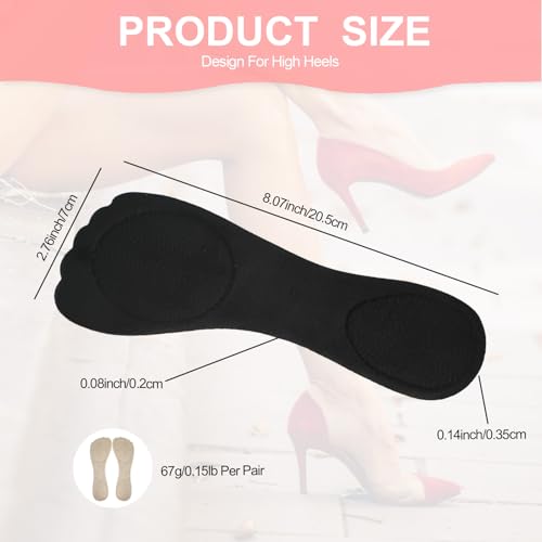 Image of 2 Pair Insoles for Heels, High Heel Shoe Gel Insoles Women, Comfort Pads, Inner Soles for Women Shoes Sandals