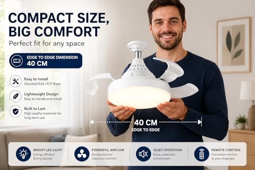 Image of LED Ceiling Light from Acrylic Flush Mount Lamp for Living Room, Bedroom, Kitchen & Office. Modes : Warm, Cool & Natural White (Swiss Light with Fan)