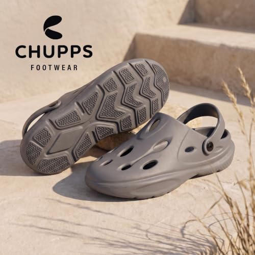 Image of CHUPPS Gator Clogs for Men | Lightweight EVA Clogs | Anti-Slip Sole | Cushioned Footbed | Breathable Ventilation | Adjustable Back Strap | Waterproof Casual Garden Clogs for Men