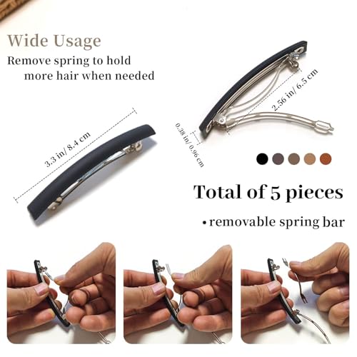 TESGADGETS 5 Stück Schmale französische Haarspangen für Damen, rutschfest, kleine Haarspangen für elegantes Styling von dünnem, kurzem oder feinem Haar