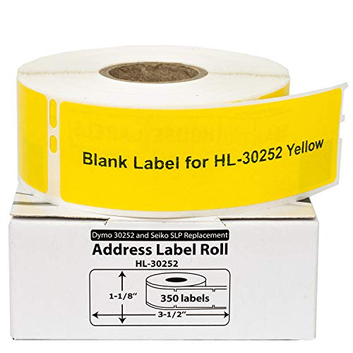 HOUSELABELS Compatible DYMO 30252 Yellow Address Labels (1-1/8\" x 3-1/2\"), Strong Permanent Adhesive, Compatible with DYMO LW 450, 4XL, Rollo & Zebra Desktop Printers, 6 Rolls /2100 Labels - Thumbnail 6