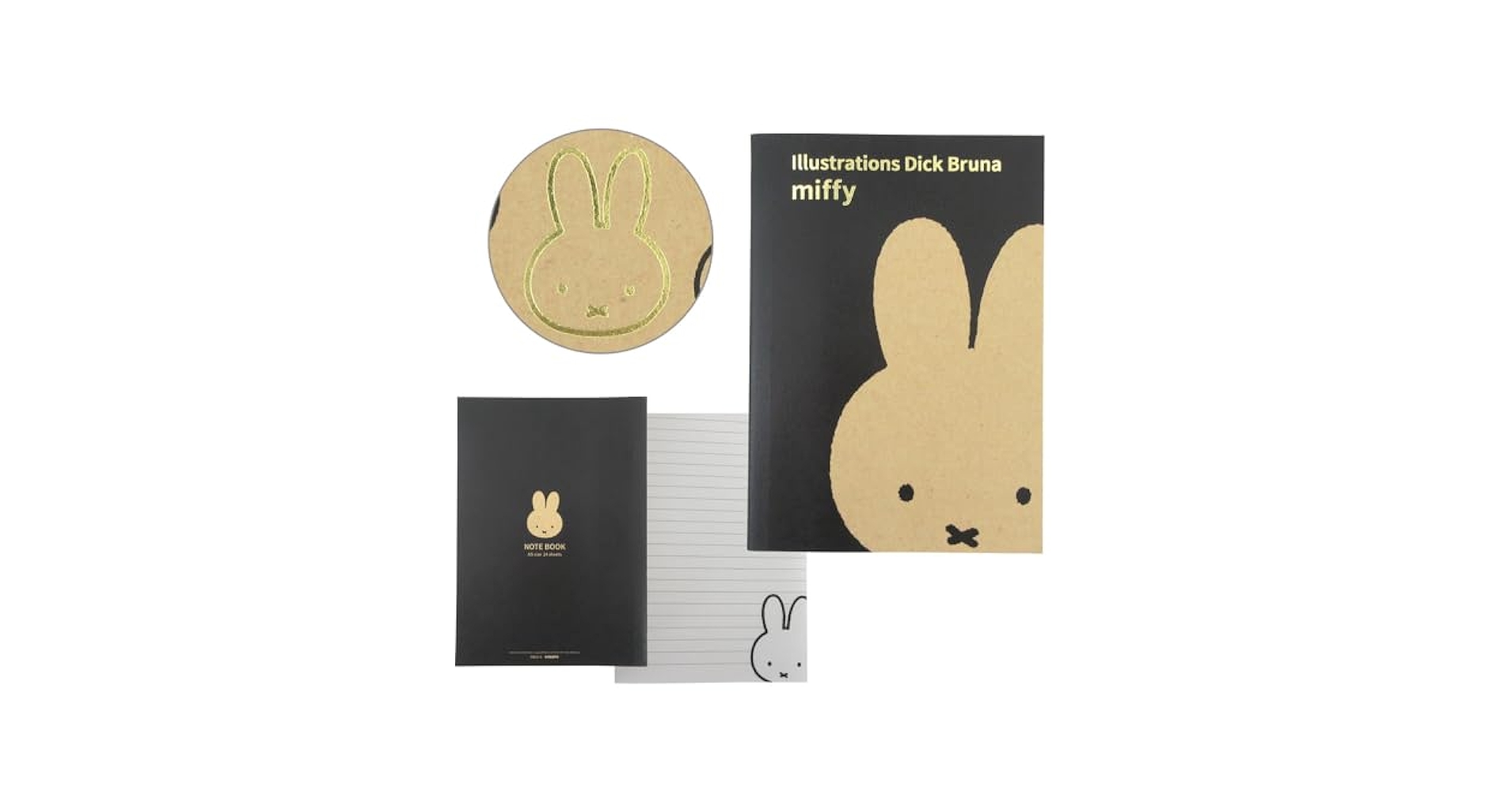 Amazon | スクエア ミッフィー 糸綴じノート A5 黒 ディック