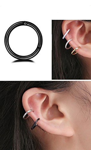 5Pcs Stainless Steel 16G 18G Sleeper Hoop Earrings for Women Men Septum Hinged Clicker Nose Lip Ring Helix Daith Cartilage Tragus Piercings Tiny Small Huggie Hoops Hypoallergenic Sensitive Ears Jewelry3