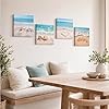 Alptiny 4 Pieces Canvas Wall Art Framed Beach Wall Art Prints, Coastal Starfish Shells Ocean Picture Canvas Artwork for Gifts Bathroom Bedroom Living Room Hallway Decor 30x30cm #3