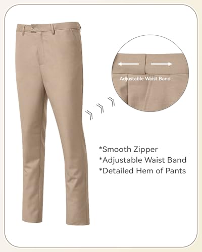 Image of Men's 3 Piece Slim Fit Suit Set, Two Button Blazer Solid Jacket Vest Pants Wedding Business Suit