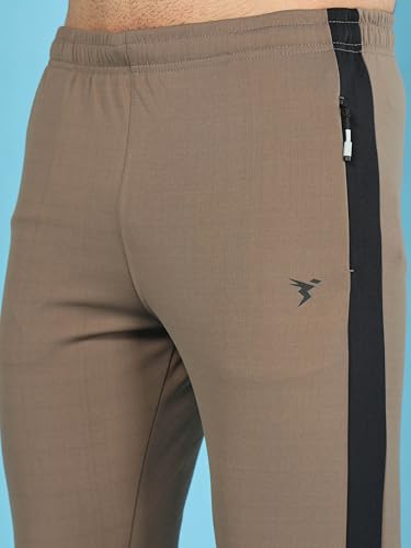 Image of TECHNOSPORT Men's Slim Fit Mid Rise Solid Trackpant with Techno Dry for Gym, Workout & Sports