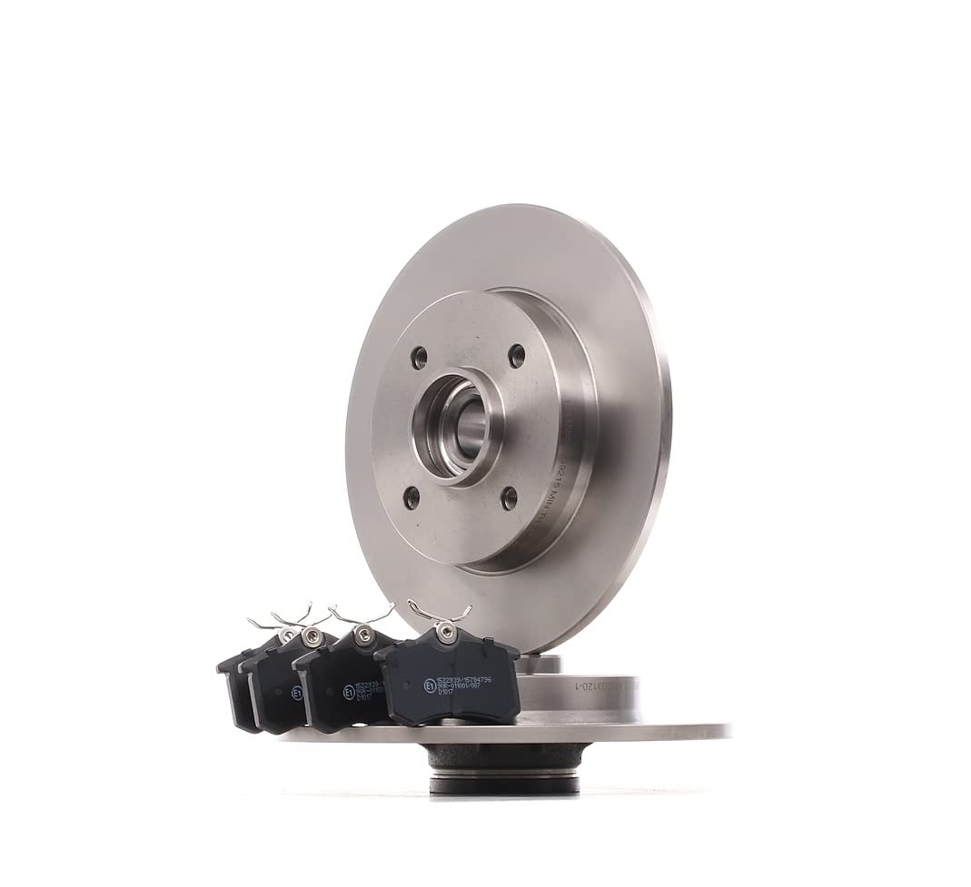 RIDEX 3405B1332 Kit Kit de discos de freno y pastillas Trasero con accesorios con cojinete rueda con anillo sensor ABS con tornillos pinza freno Compatible con CITROËN C4 II Hatchback NC