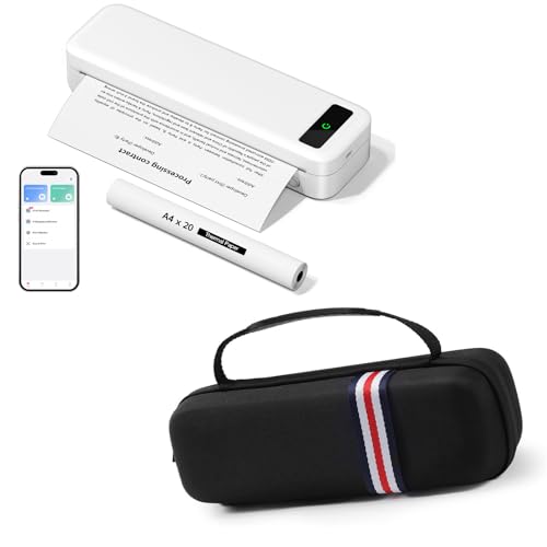 Imprimante Thermique Portable A4 A285M Blanc TATTMUSE avec Sac de Transport Noir