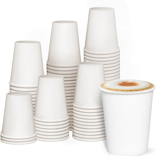 GUSTO [8 oz. - 240 ml - 100 Count Disposable White Paper Cups, Hot Coffee Cups - Eco-Friendly Hot Cups - Formerly Comfy Package