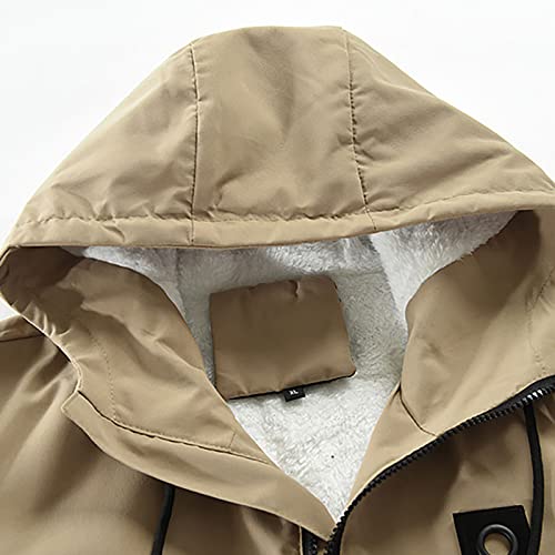 Mens Denim Jacket,Faux Fur Coat Men Mens Running Jacket Plaid Coat Men Windbreaker Jacket Mens Shearling Jacket Mens Windbreaker Jacket Mens Parka Winter Coats With Fur Hood(Khaki-2,Large) #TOP4
