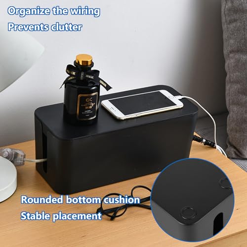 SHUESS 2 Stücke Kabelbox, Kabelmanagement Box, 23.5x12x11.5, kabelbox klein für Kabel, Adapter und Steckerleisten, Kabel-Versteckbox, Schwarz